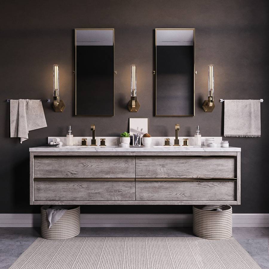 Bezier double floating vanity RH